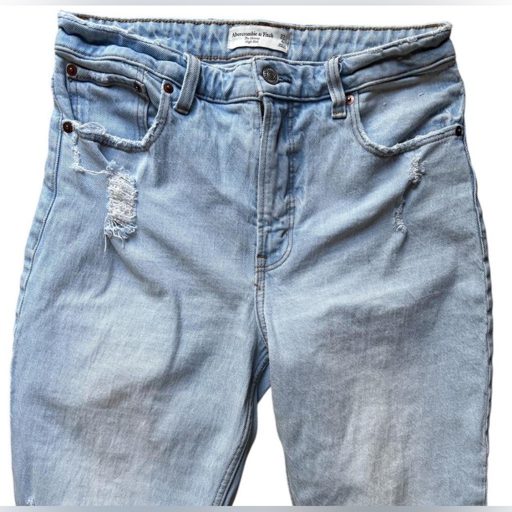 Abercrombie & Fitch The Skinny High Rise Curve Love Distressed Jeans Size 27 4 L - Picture 7 of 16